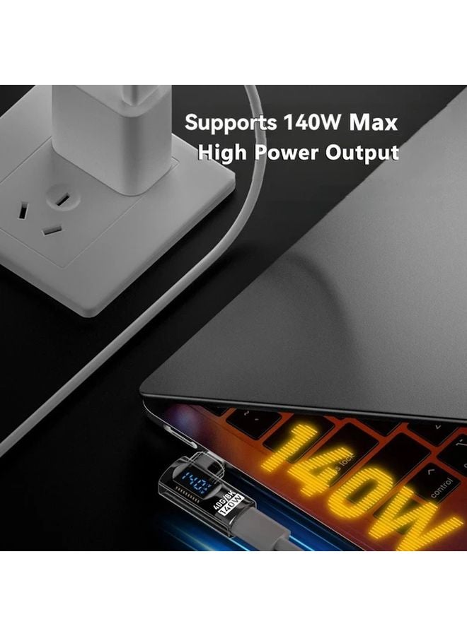 محول USB4 Type C إلى C باللون الأسود الفاتح، كابل شحن سريع 8K 60Hz بقوة 140 واط لأجهزة MacBook وiPhone وSteam Deck - Image 3