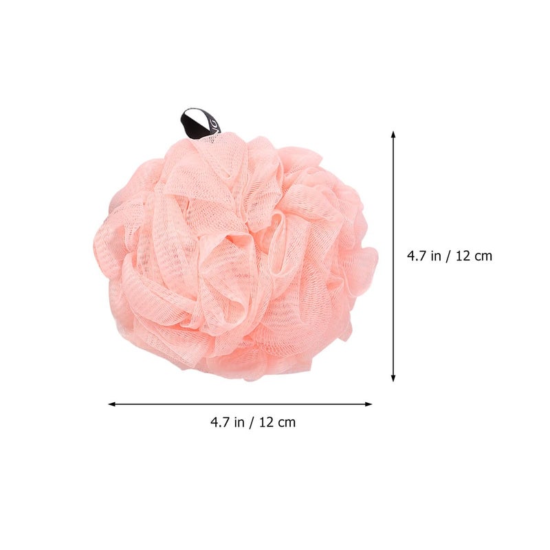 Mesh Bath Ball Shower Pouf 3 Pack Blue Beige Pink Exfoliating Bath Sponge For Women Men - Image 3