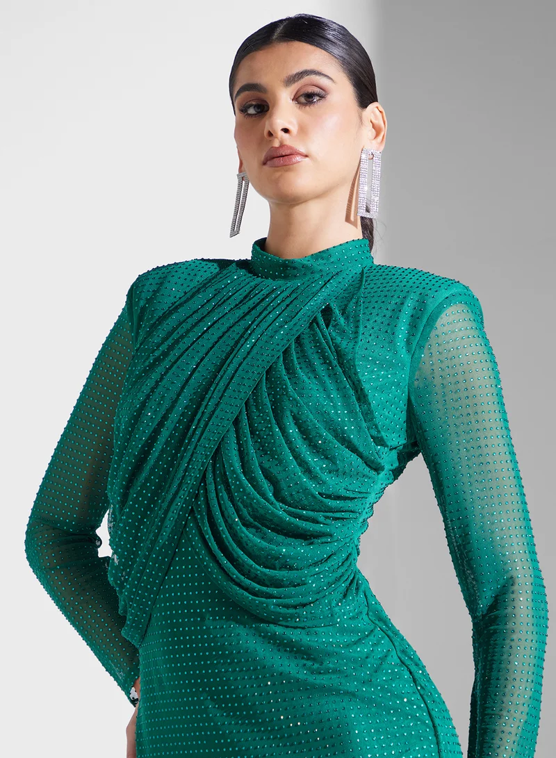 Threadz by Ajooni Emerald Evening Dress