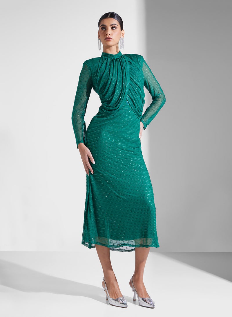 ثريدز باي اجوني فستان سهرة زمردي - Image 4