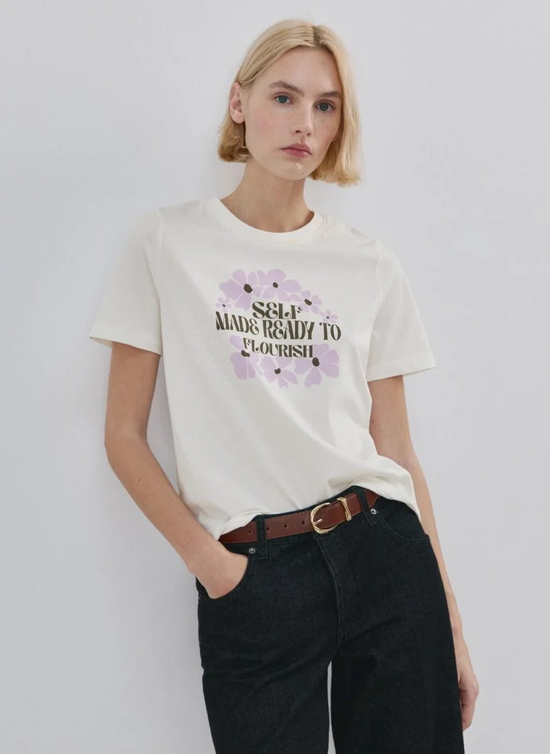 مانجو Printed cotton-blend t-shirt