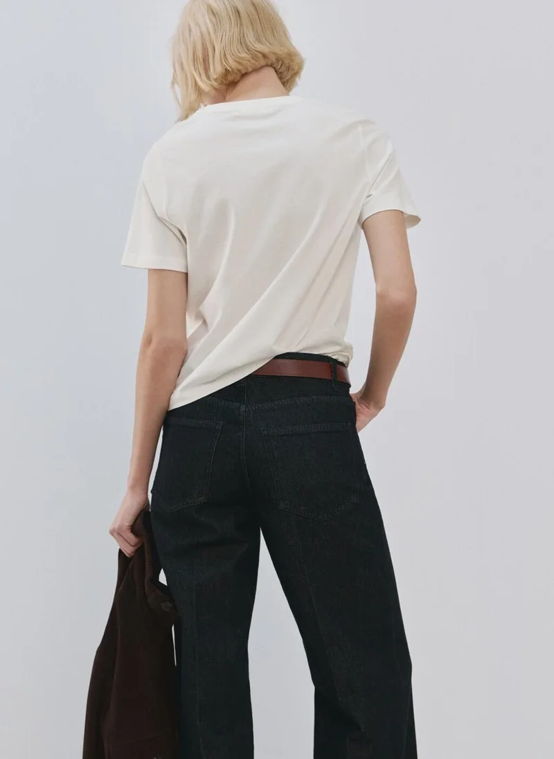 مانجو Printed cotton-blend t-shirt