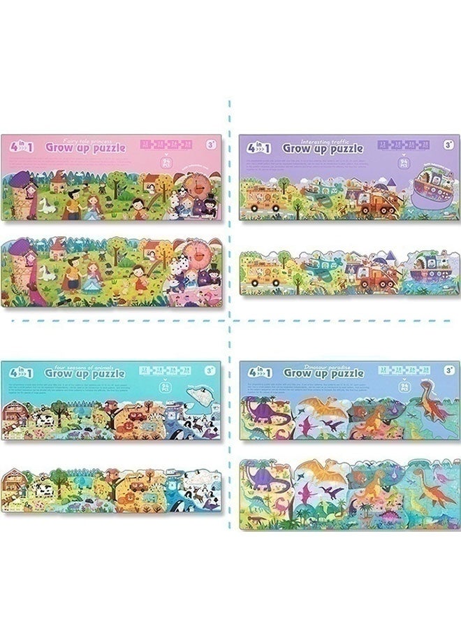 جساي تويز لغز النمو المتقدم للأطفال 4 في 1 - مواضيع متعددة (المواسم / الديناصورات / الأميرة) مع نظام الظهر المشفر باللون-00525 - Image 1