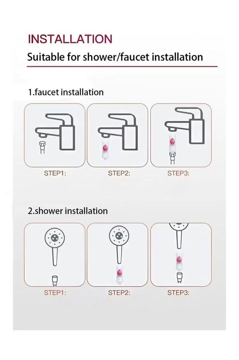 2pcs Vitamin C Shower Filter, Shower Head Filter to Remove Chlorofluoride Deposits, Water Purifier with Beads, Helps Relieve Dry Skin and Hair Loss, Easy to Install (Lavender+Rose+Blueberry+Milk)  - Image 3