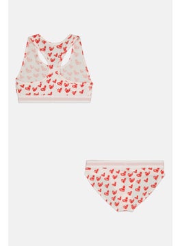 French Connection Women 2 Piece Allover Print Bra Let With Pantie, White  - Image 2