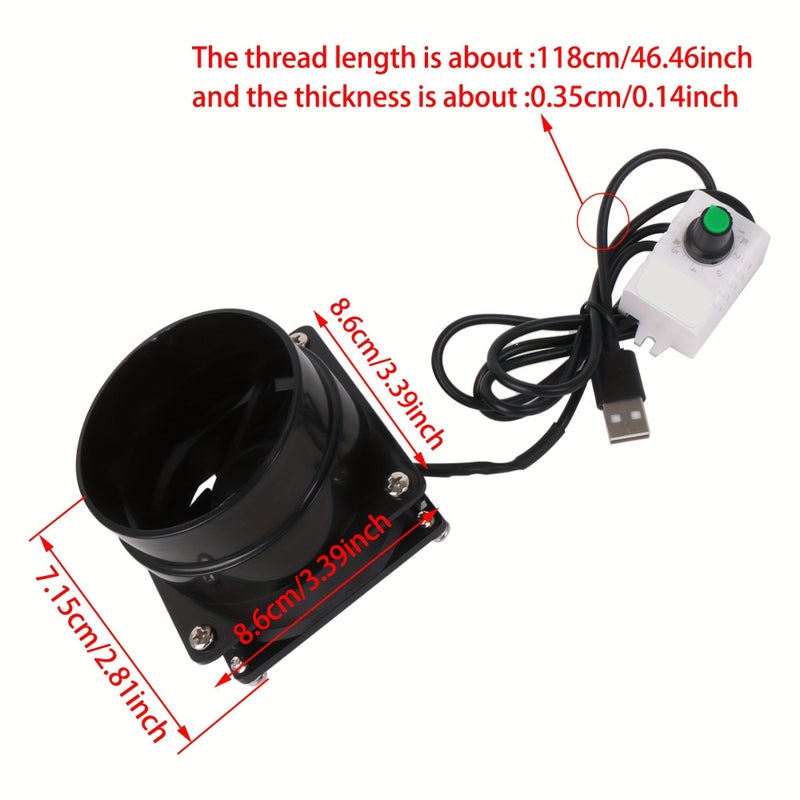 5V USB Mini Range Hood Fan Black Plastic Metal Wire - Image 1