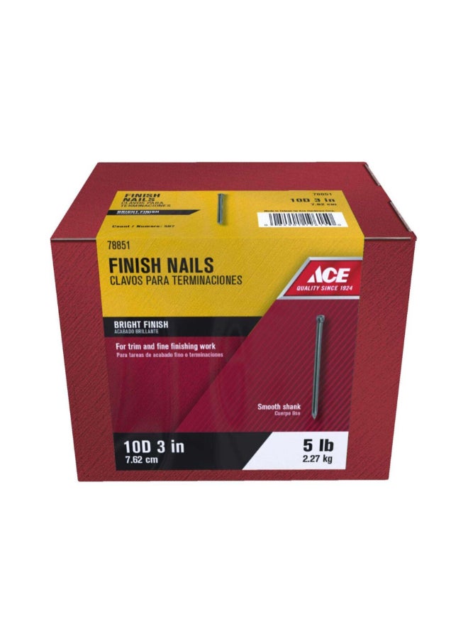 ACE 10D Thin Shank Countersunk Head Bright Finishing Nails Silver 3inch ACE78851  - Image 2