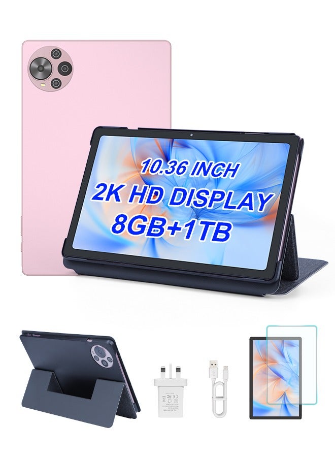 C idea Tablet Newest 10.36 Inch , Android Tablet Pc with SIM, 2K Screen Educational Tablet with keyboard, Pen and Mouse CM10500 Plus Pink - Image 1