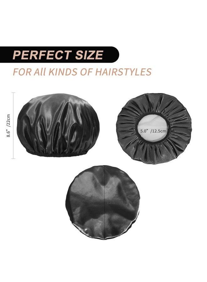 Aquior Shower Cap Extra Large Shower Cap For Men Satin Eva Double Layer Waterproof Reusable Hair Cap For Women Long Hair(All Black 4 Pack)  - Image 3