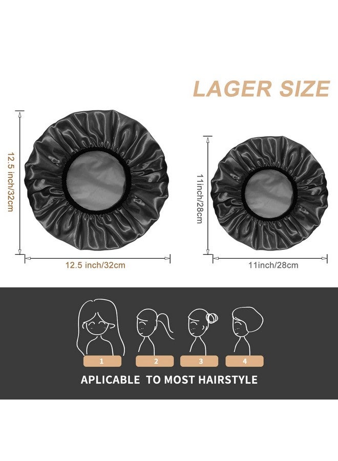 Aquior Shower Cap Extra Large Shower Cap For Men Satin Eva Double Layer Waterproof Reusable Hair Cap For Women Long Hair(All Black 4 Pack)  - Image 4
