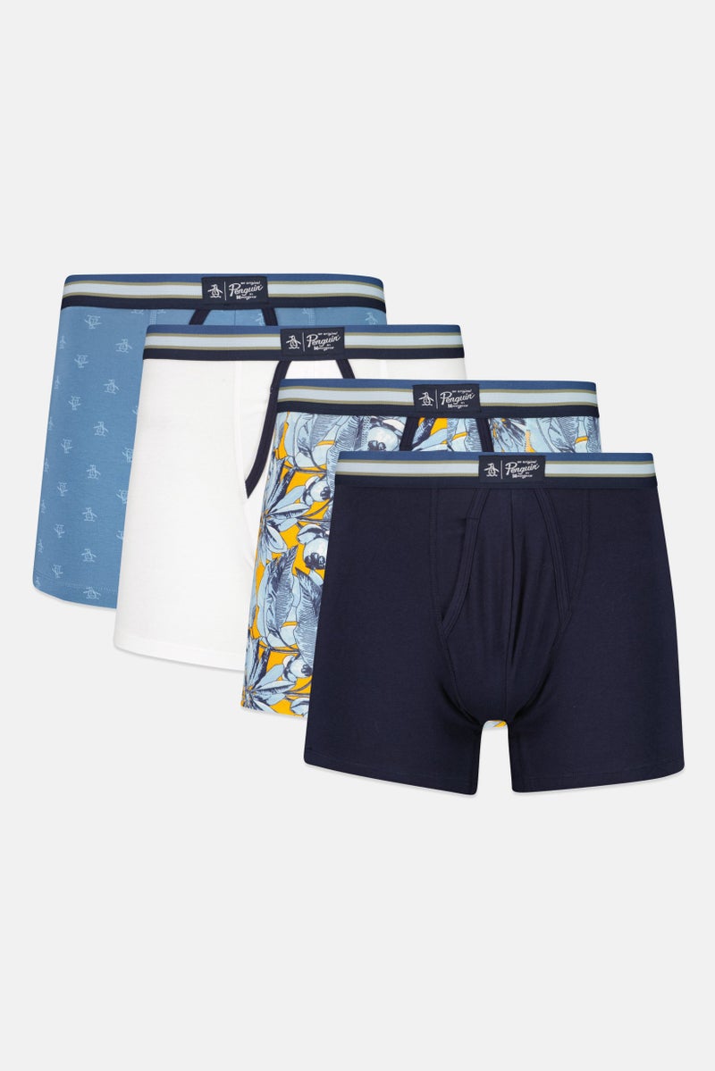 Original Penguin شورت بوكسر للرجال 4 قطع بشعار العلامة التجارية، متعدد الألوان - Image 1