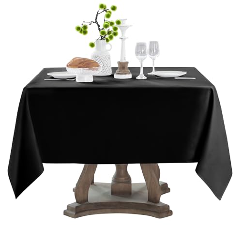 Aocoz Square Tablecloth 52 x 52 Inch Black Tablecloths Stain-Wrinkle Resistant Washable Polyester Table Cloths for Holiday, Buffet Parties,and Wedding - Image 1
