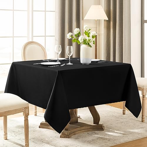 Aocoz Square Tablecloth 52 x 52 Inch Black Tablecloths Stain-Wrinkle Resistant Washable Polyester Table Cloths for Holiday, Buffet Parties,and Wedding - Image 2