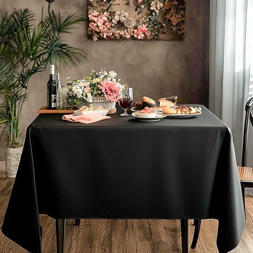 Aocoz Square Tablecloth 52 x 52 Inch Black Tablecloths Stain-Wrinkle Resistant Washable Polyester Table Cloths for Holiday, Buffet Parties,and Wedding - Image 3