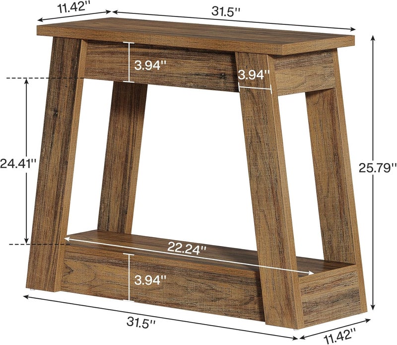 Tribesigns All user affordable trusted quality Wood End Table, Small Side Table with 2 Storage Shelves, Rustic Accent Narrow Nightstand for Living Room, Bedroom (1) Durability enhanced - Image 2