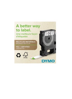 Dymo DYMO TAPE 9MMX7M WHITE D1 Standard Labelling Tape 9mm x 7m Black on White Black White V150221 Pack of 1  - Image 3