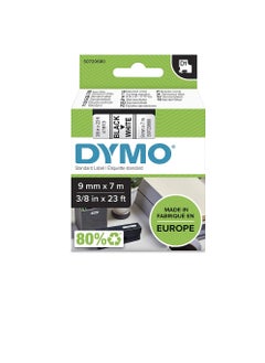 Dymo DYMO TAPE 9MMX7M WHITE D1 Standard Labelling Tape 9mm x 7m Black on White Black White V150221 Pack of 1  - Image 1
