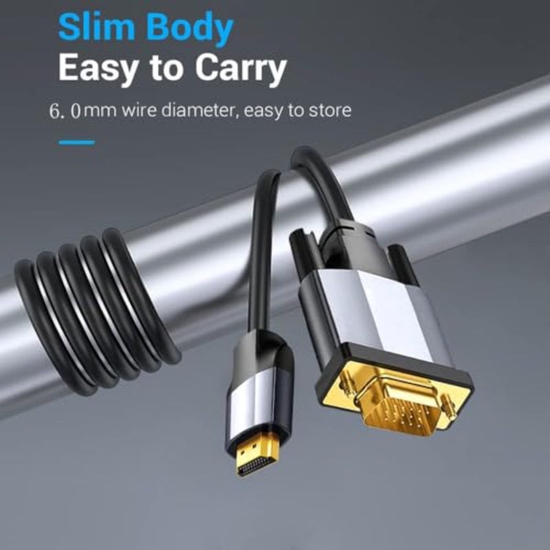 كابل محول HDMI إلى VGA، 3M/9.8ft مطلي بالذهب 1080P رقمي HDMI إلى VGA كابل محول فيديو تناظري للكمبيوتر، سطح المكتب، الكمبيوتر المحمول، الكمبيوتر الشخصي، الشاشة، جهاز العرض، HDTV - Image 3
