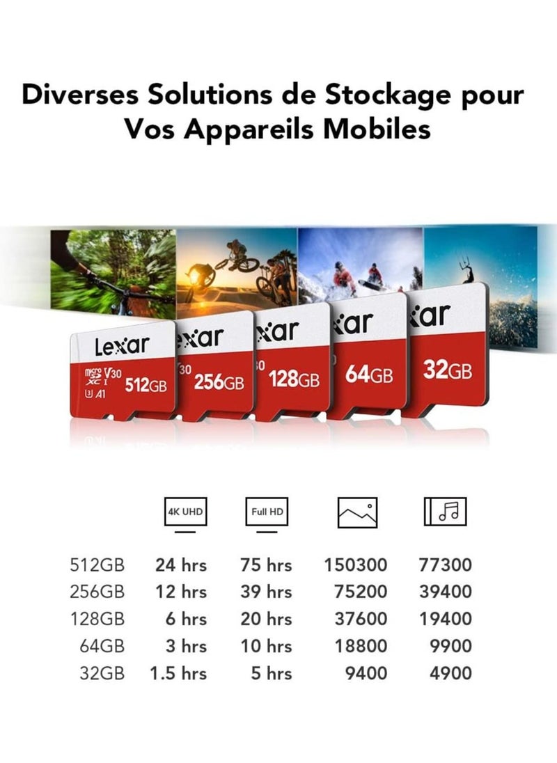 Lexar - Lexar 128GB Micro SD Card, microSDXC UHS-I Flash Memory Card with Adapter - Up to 100MB/s, A1, U3, Class10, V30, High Speed TF Car - Image 1