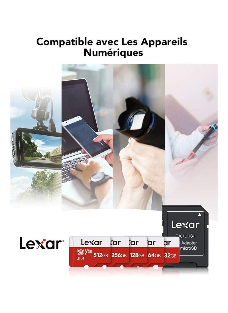 Lexar - Lexar 128GB Micro SD Card, microSDXC UHS-I Flash Memory Card with Adapter - Up to 100MB/s, A1, U3, Class10, V30, High Speed TF Car - Image 1