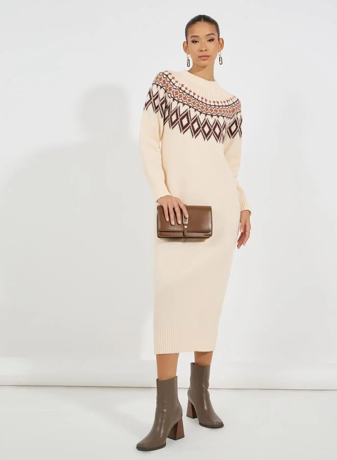 Styli Geometric Knit Dress