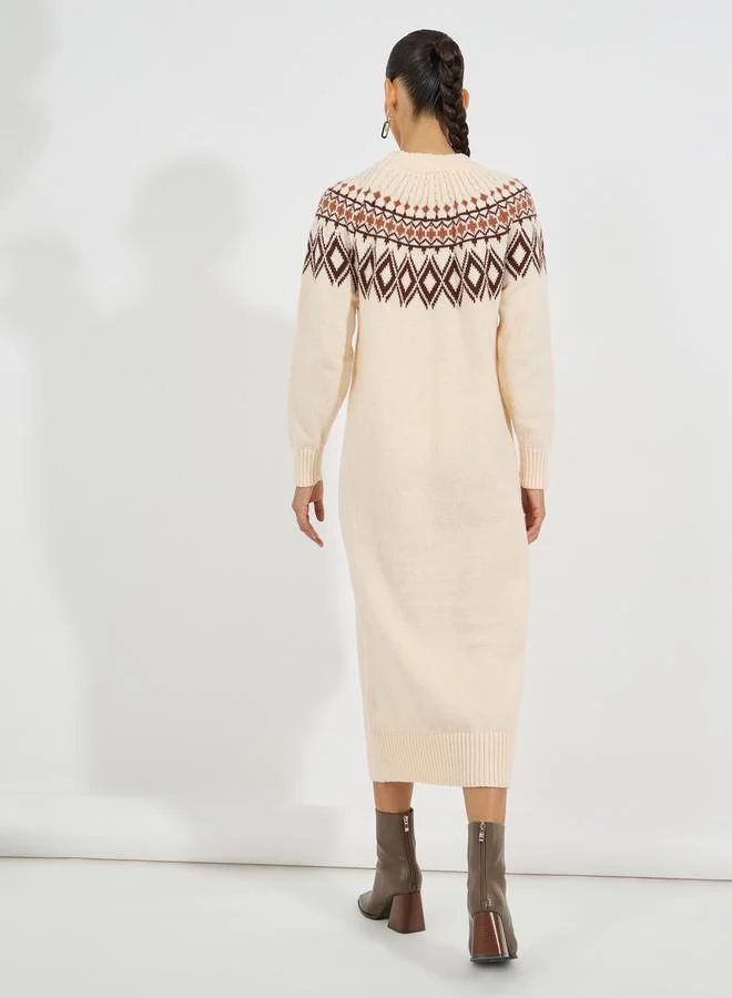 Styli Geometric Knit Dress