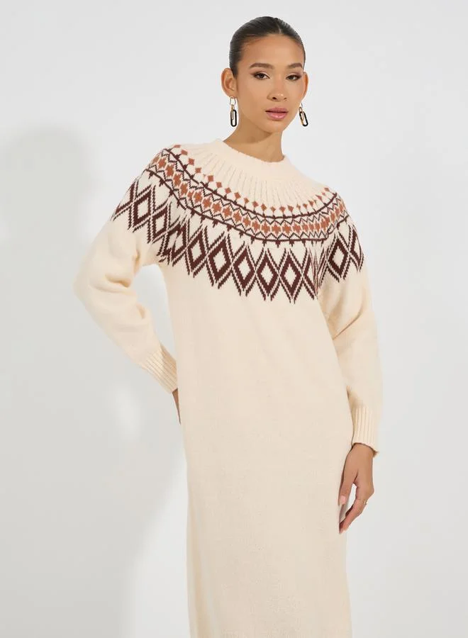 Styli Geometric Knit Dress