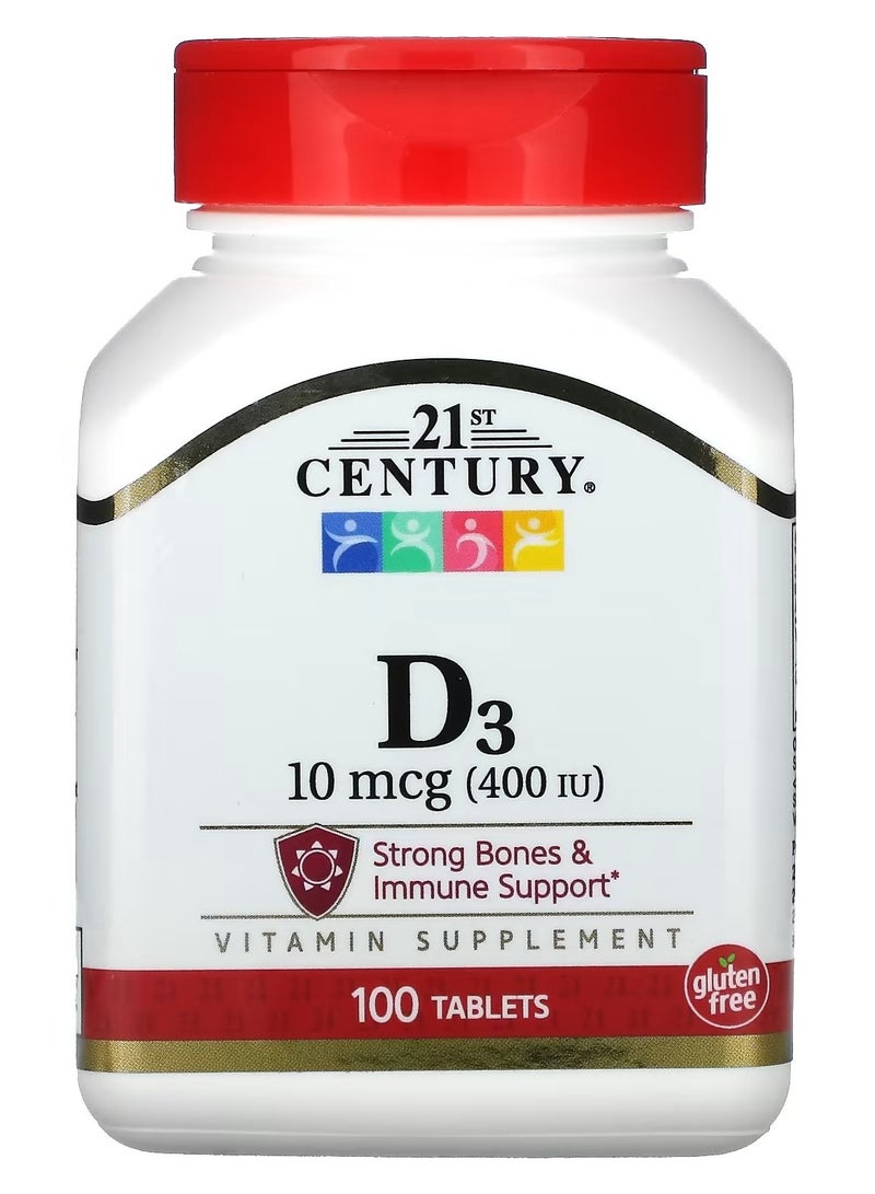 القرن الحادي والعشرون فيتامين د3 10 ميكروغرام 100 قرص - Image 1