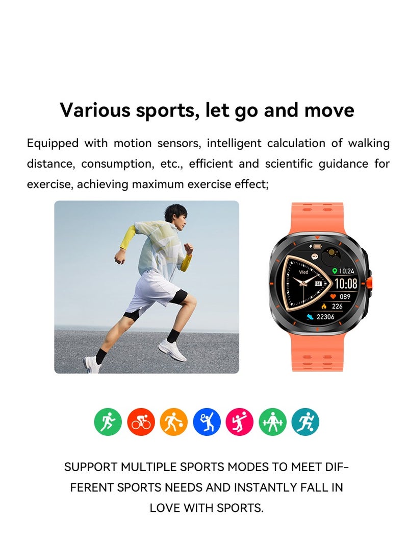 HW - Y02 smartwatch, AMOLED always displays Bluetooth call waterproof fitness watch, compatible with Android and iOS Orange - Image 1