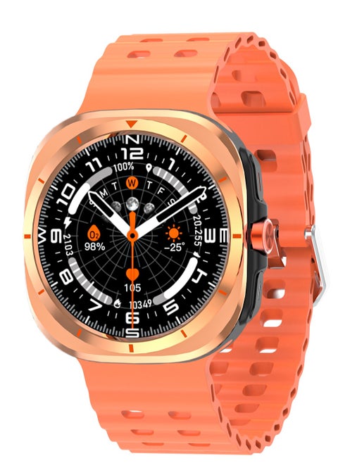 Y02 smartwatch, AMOLED always displays Bluetooth call waterproof fitness watch, compatible with Android and iOS Orange