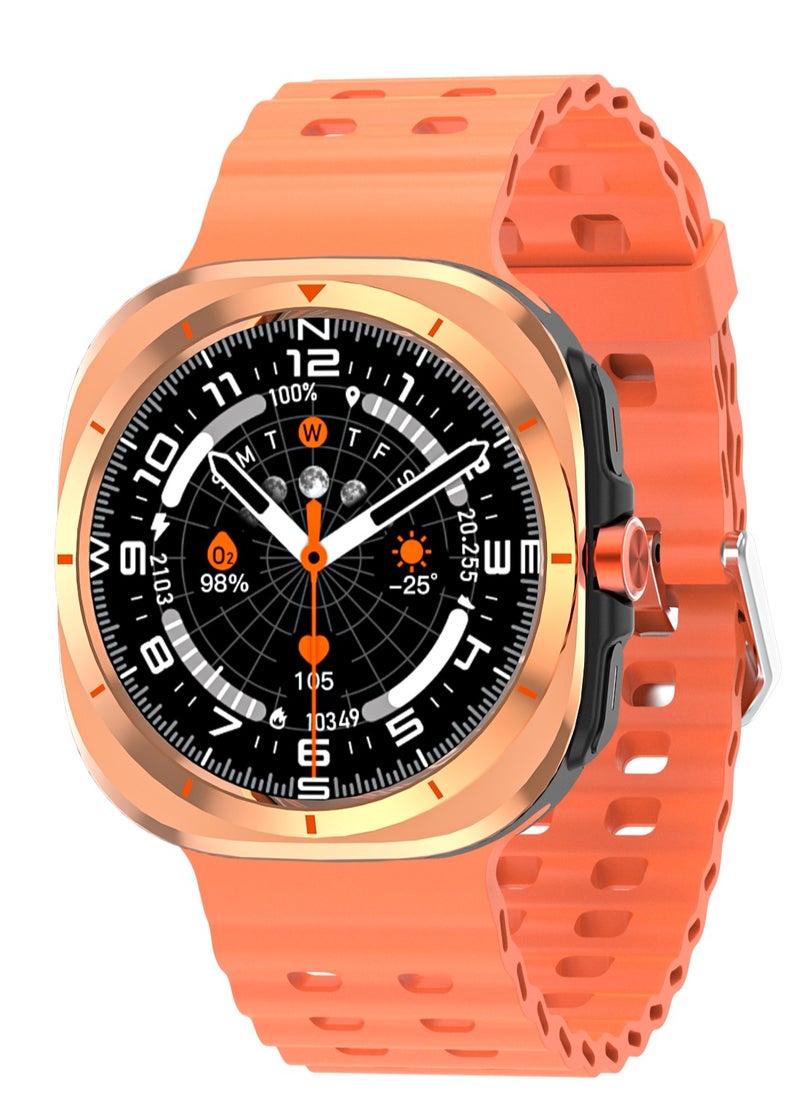 HW - Y02 smartwatch, AMOLED always displays Bluetooth call waterproof fitness watch, compatible with Android and iOS Orange - Image 1
