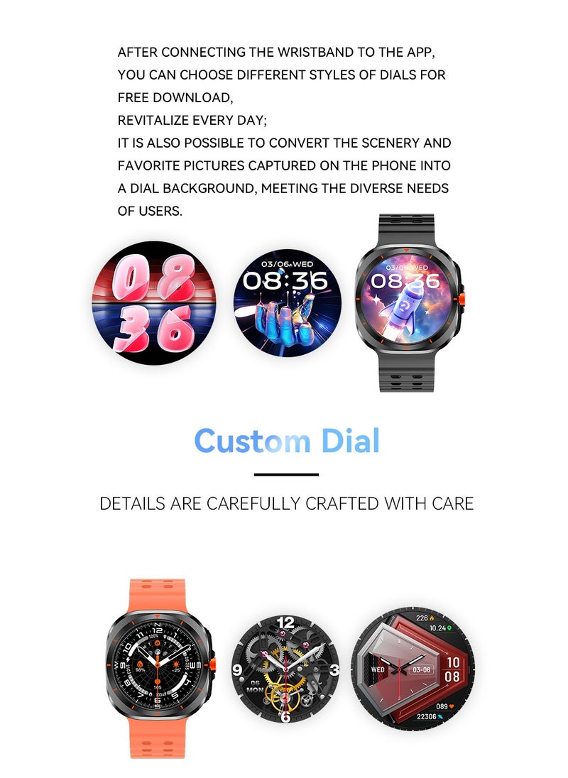 HW - Y02 smartwatch, AMOLED always displays Bluetooth call waterproof fitness watch, compatible with Android and iOS Orange - Image 1