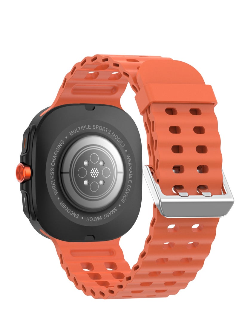 HW - Y02 smartwatch, AMOLED always displays Bluetooth call waterproof fitness watch, compatible with Android and iOS Orange - Image 1