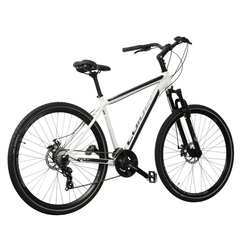 Coluer Ascent 262 Mountain Bike Medium | Reinforced Aluminium Frame | Suntour XCM Suspension Fork | Shimano 21-Speed Drivetrain | Reliable Mechanical Disc Brakes | White - Image 2