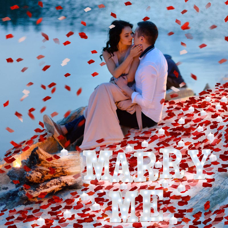 Hortsun Marry Me Light up Letters Proposal Decorations Will You Marry Me Sign Rose Petals 24 LED Candles Romantic Night Light for Proposal Engagement Wedding Anniversary Valentine's Day(Colorful) - Image 5
