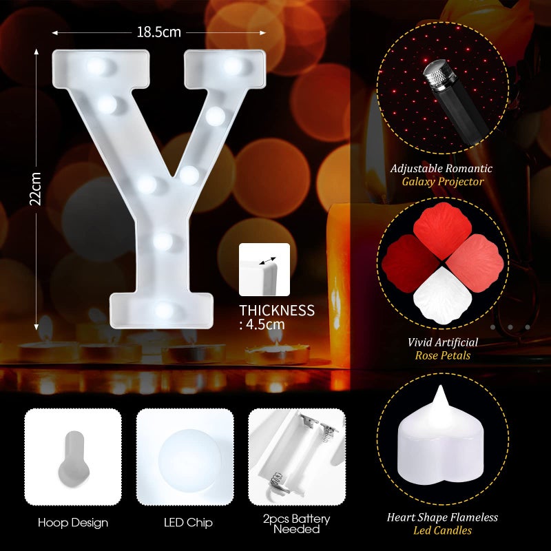 Hortsun Marry Me Light up Letters Proposal Decorations Will You Marry Me Sign Rose Petals 24 LED Candles Romantic Night Light for Proposal Engagement Wedding Anniversary Valentine's Day(Colorful) - Image 3
