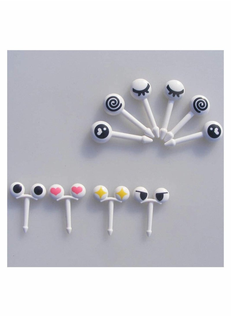 SYOSI 60 Pcs Kids Bento Box Food Picks Mini Cartoon Eye Plastic Fruit Toothpicks Lunch Boxes Sandwich Appetizer Dessert Picks  - Image 2