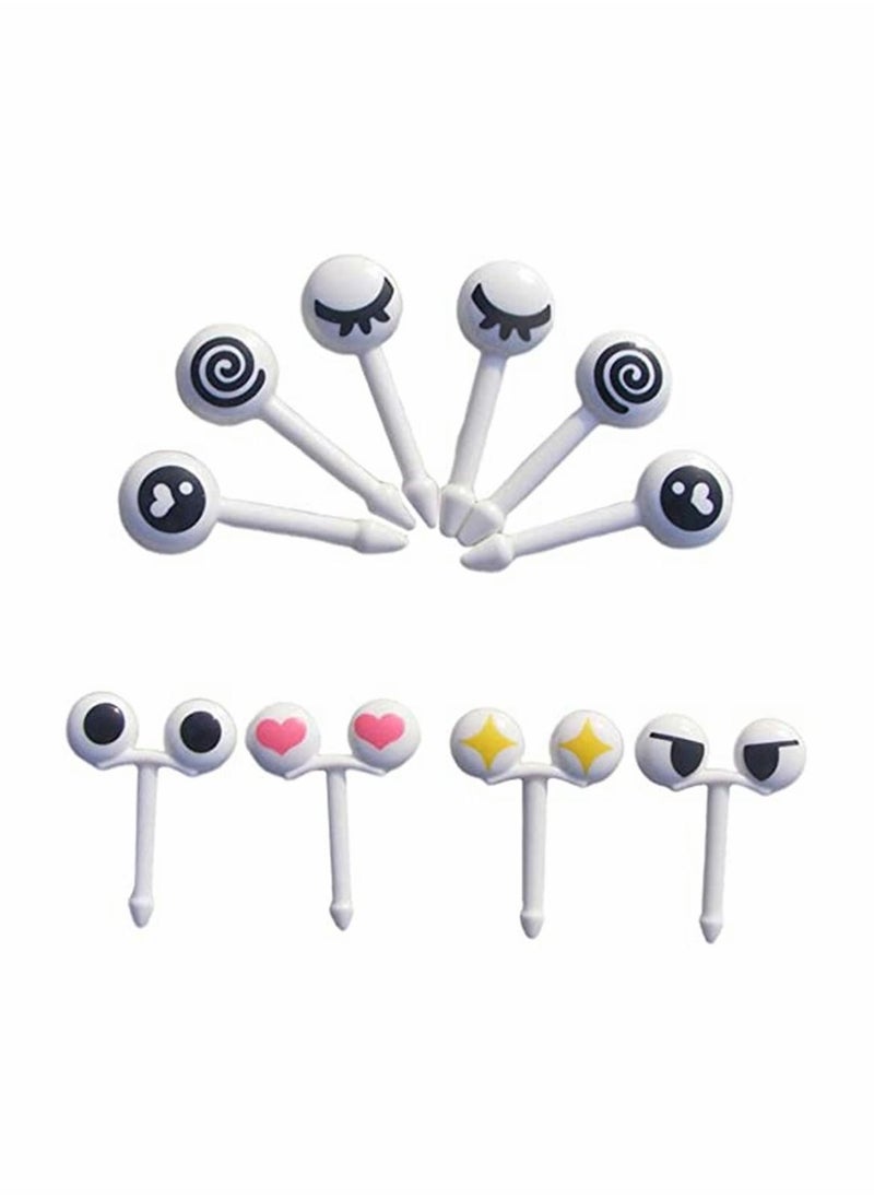 SYOSI 60 Pcs Kids Bento Box Food Picks Mini Cartoon Eye Plastic Fruit Toothpicks Lunch Boxes Sandwich Appetizer Dessert Picks  - Image 1