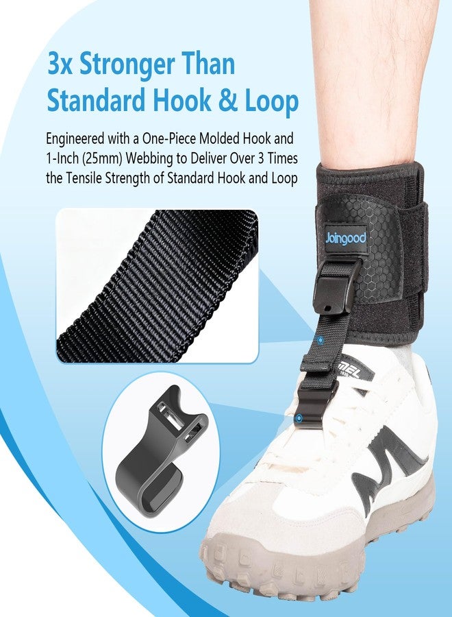 joingood AFO Foot Drop Brace for Walking, Upgraded Zinc Alloy Hook, Includes Eyelet Hook for Elastic Laces, Adjustable Drop Foot Support Brace Fits Left or Right Foot for Men & Women, L/XL - Image 3