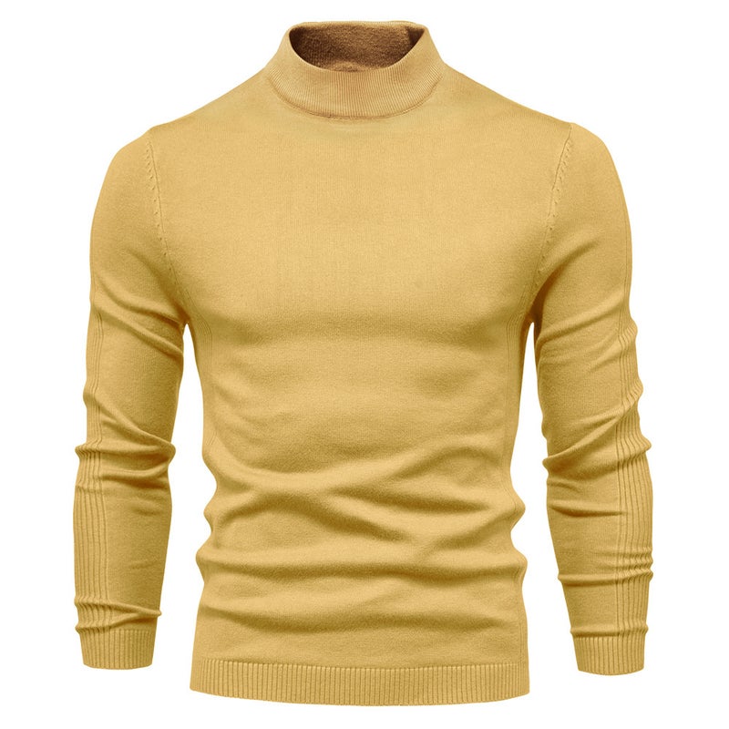 Mens Thick Warm Sweater Slim Fit Knitwear Valley Yellow