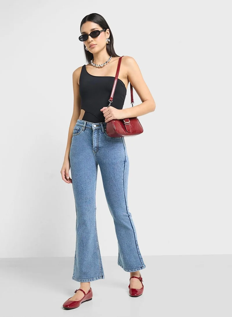 Ginger Blue High Waist Flared Jeans for Women | Best Price UAE