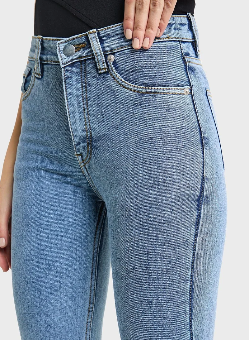 Ginger Blue High Waist Flared Jeans for Women | Best Price UAE