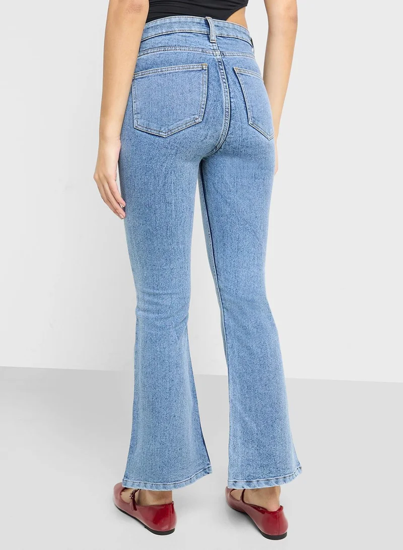 Ginger Blue High Waist Flared Jeans for Women | Best Price UAE