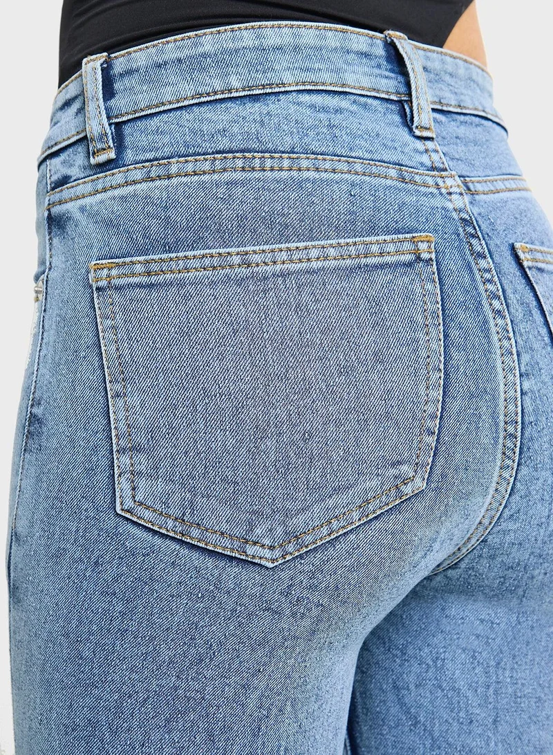 Ginger Blue High Waist Flared Jeans for Women | Best Price UAE