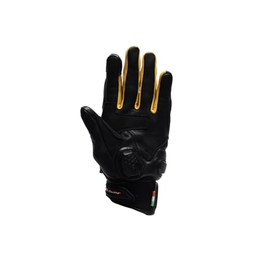TVS Racing Riding Gloves - Goatskin Leather, Knuckle & Palm Protection, Touch Screen Compatible, Visor Wiper - Fiery Yellow M - Image 3