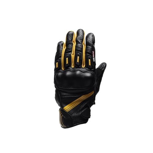 TVS Racing Riding Gloves - Goatskin Leather, Knuckle & Palm Protection, Touch Screen Compatible, Visor Wiper - Fiery Yellow M - Image 4