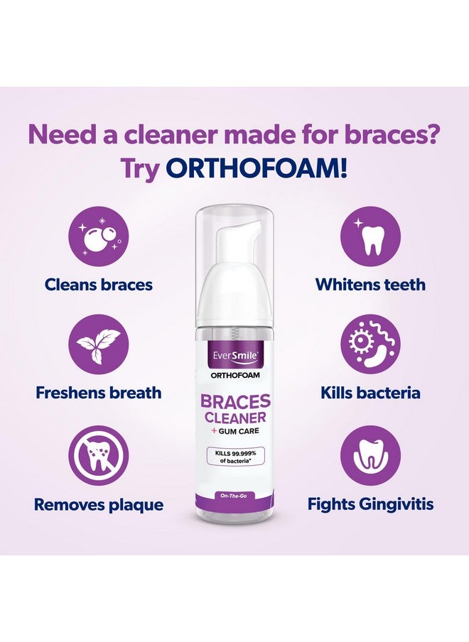 EverSmile EverSmile OrthoFoam Braces Cleaner - Brushable Foam Whitens Teeth, Eliminates Bacteria, Fights Plaque and Bad Breath - Cleans Under Metal, Ceramic, Clear Brackets and Wires - 50ml  - Image 2