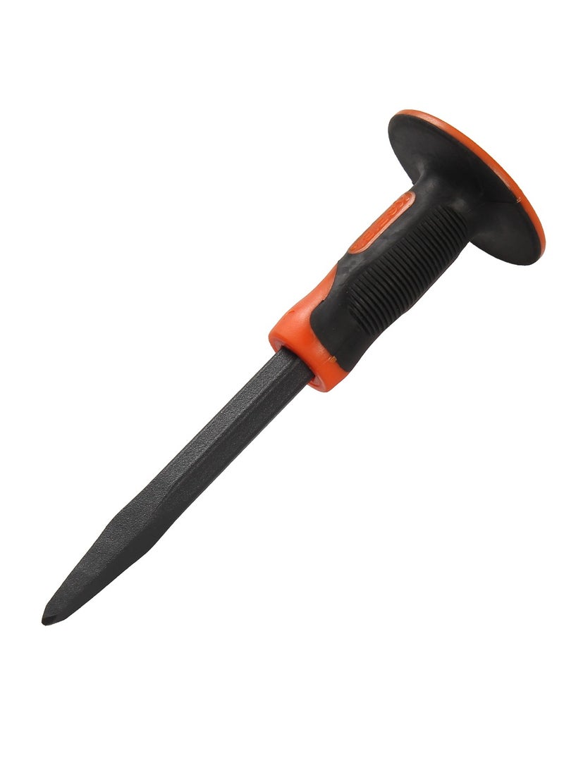 KSEIBI Pointed Cold Chisel Oct Shank Size 250x18mm Concrete Breaker Chisels with Bi-Material Hand Guard for Demolition, Carving, Cleaning, Breaking, Crushing of Concrete and Stones/Pointed/Spear Head.  - Image 1