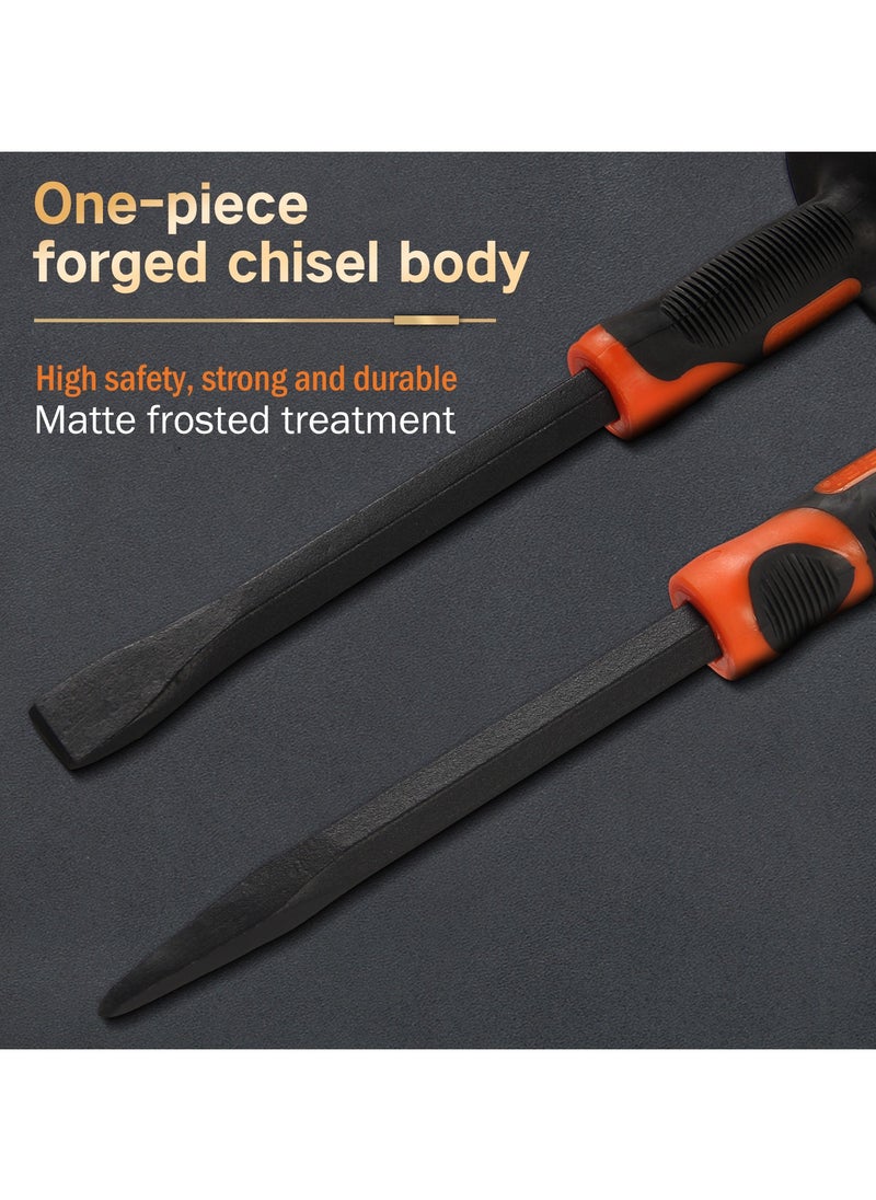 KSEIBI - Pointed Cold Chisel Oct Shank Size 250x18mm Concrete Breaker Chisels with Bi-Material Hand Guard for Demolition, Carving, Cleaning, Breaking, Crushing of Concrete and Stones/Pointed/Spear Head. - Image 1