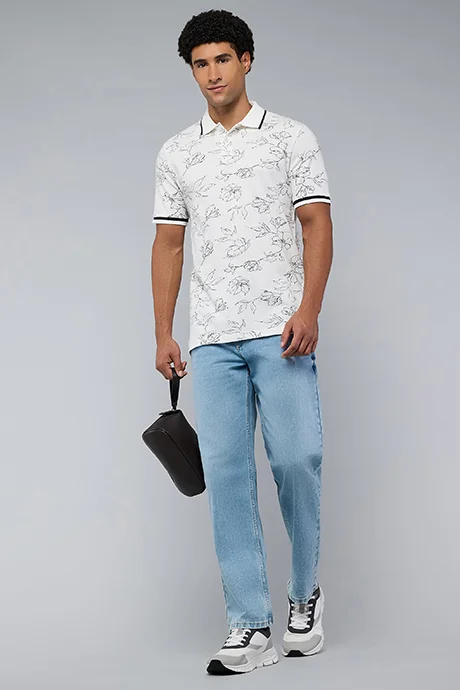 R&B Printed Polo T-Shirt with Short Sleeves